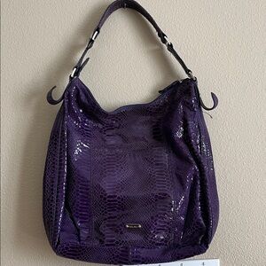Perlina Purple Patent Leather Snakeskin Hobo Bag